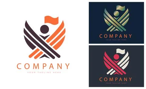 Modern wings line logo template design for brand or company and other Stock Illustration