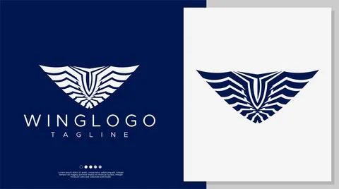 Modern wings logo design template. Simple wings logo branding. Stock Illustration