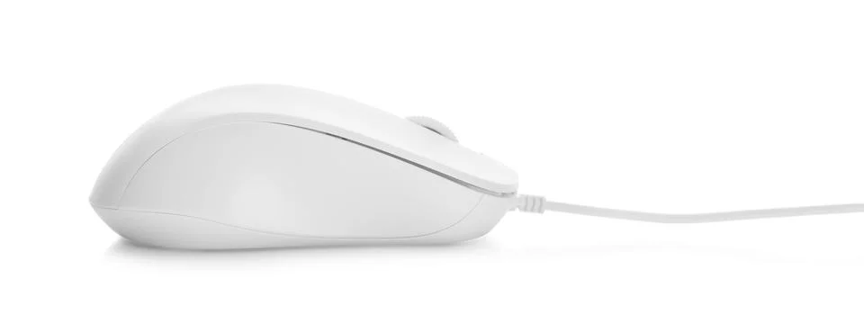 Modern wired computer mouse isolated on white Stock Photos
