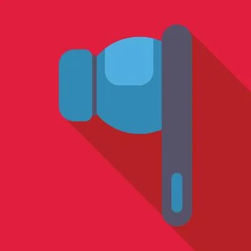 Modern wireless bluetooth earbud casting long shadow on red background Stock Illustration