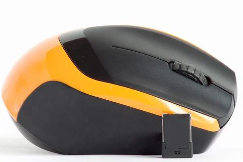 Modern wireless computer mouse Isolated on a white background. Stock Photos