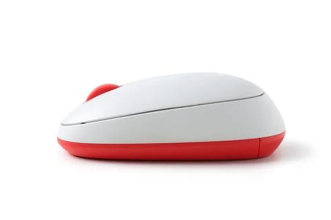 Modern wireless computer mouse on white background Stock Photos