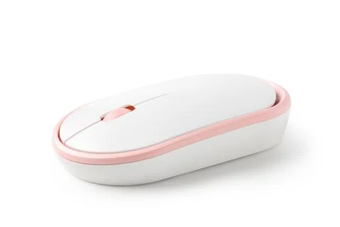 Modern wireless computer mouse on white background Stock Photos