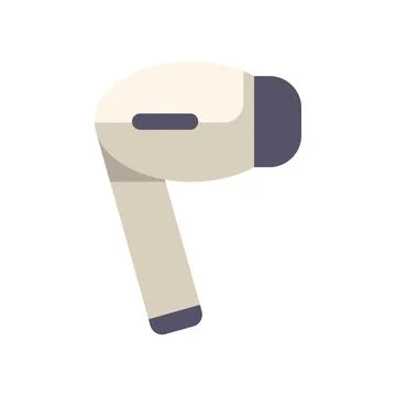Modern wireless earbud isolated on a white background, representing portable  Stock Illustration