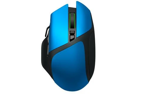 Modern wireless gaming computer mouse isolated on white background Illustrazione stock