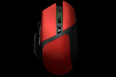 Modern wireless gaming computer mouse isolated on black background Stock Illustration
