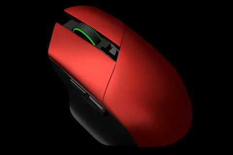Modern wireless gaming computer mouse isolated on black background Stock Illustration