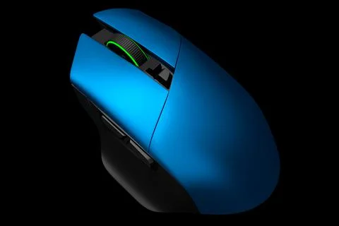 Modern wireless gaming computer mouse isolated on black background Stock Illustration