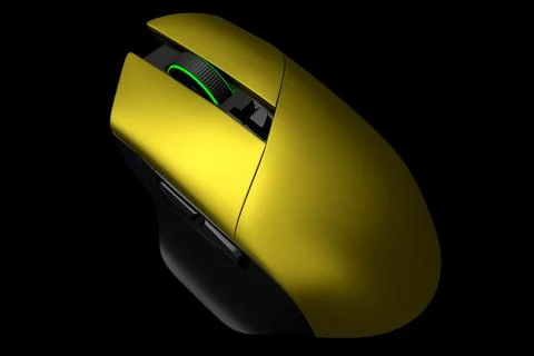 Modern wireless gaming computer mouse isolated on black background Stock Illustration