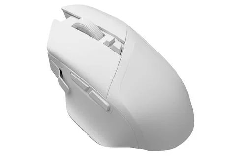 Modern wireless gaming computer mouse isolated on white monochrome background Stock Illustration