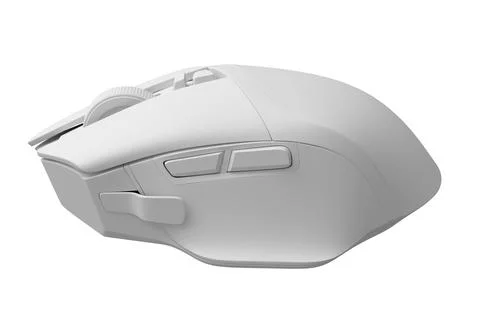 Modern wireless gaming computer mouse isolated on white monochrome background Stock Illustration