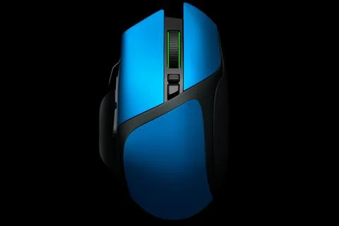 Modern wireless gaming computer mouse isolated on black background Stock Illustration