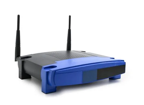 Modern wireless internet router isolated on white background with clipping pa Stock Photos