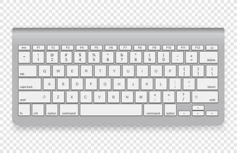 Modern wireless keyboard isolated on transparent background. Top view Stock-Illustration