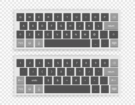 Modern wireless keyboard isolated on transparent background. Top view Stock Illustration