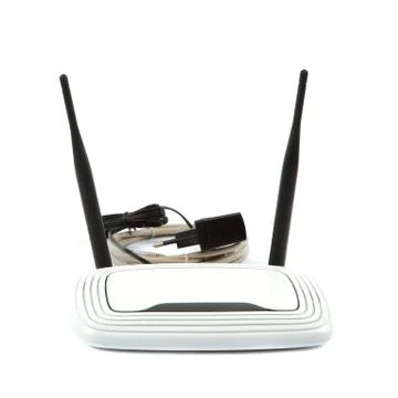 Modern Wireless router on white background. Stock Photos