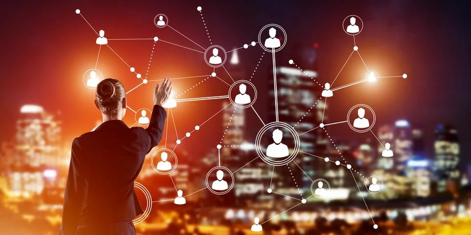 Modern wireless technologies and networking as tool for effective business Stock Photos