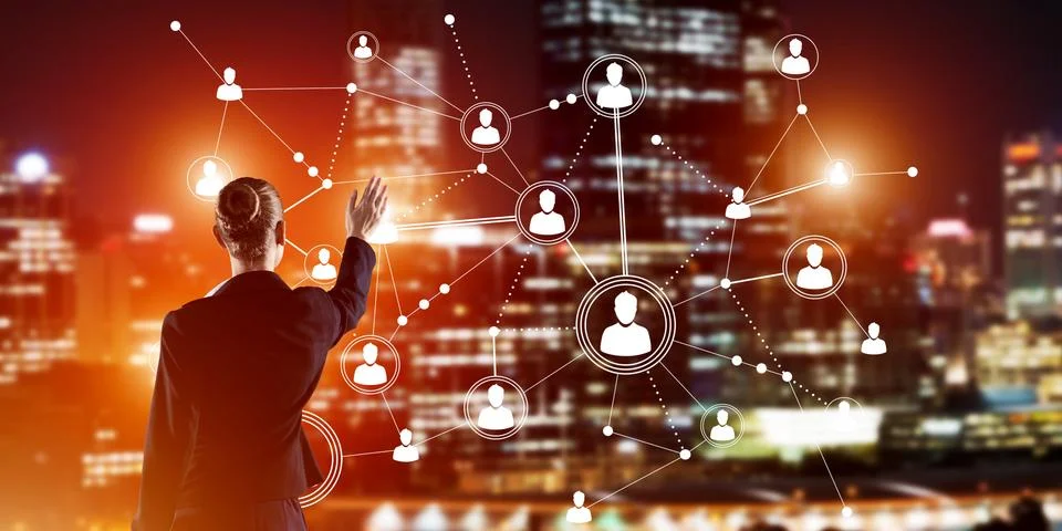 Modern wireless technologies and networking as tool for effective business Stock Photos