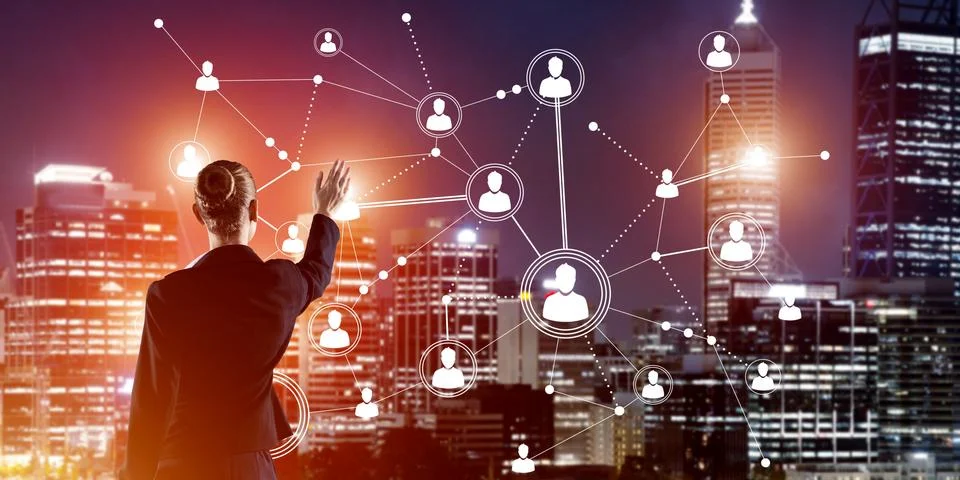 Modern wireless technologies and networking as tool for effective business Stock Photos