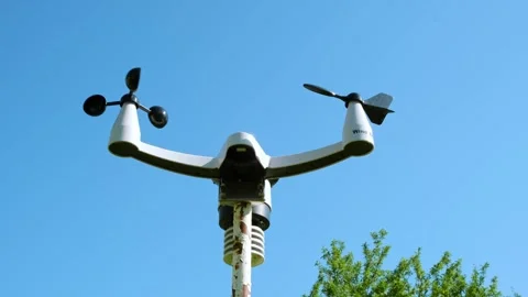 Modern wireless weather station. There are sensors of temperature and humidity Stock Footage 345656188