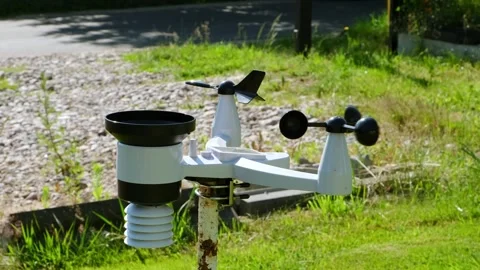 Modern wireless weather station. There are sensors of temperature and humidity Stock Footage 345672381