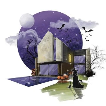 Modern witch house Stock Illustration