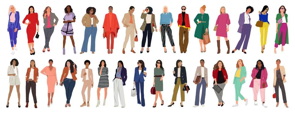 Modern women Vector set isolated on white. Stock-Illustration