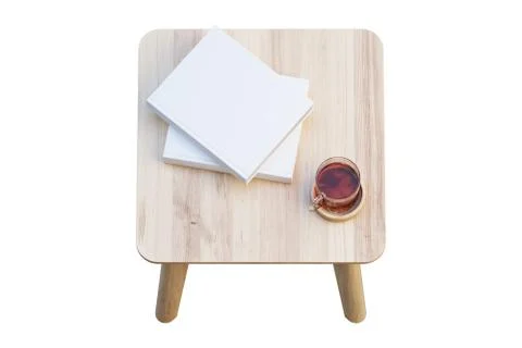 Modern wood rectangular coffee table. 3d render. Stock Illustration