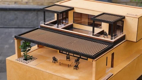 Modern Wooden Architectural Model Stock Footage 321801410