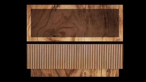Modern Wooden Bedside Table with Open Shelf and Slatted Front Isolated Ilustración de archivo