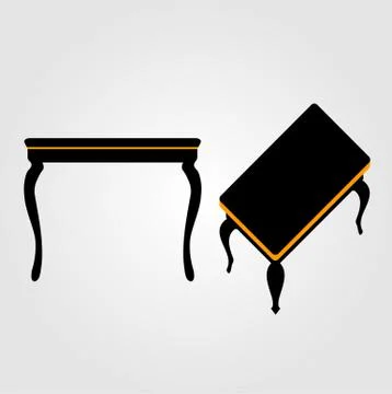 Modern wooden coffee table elevation and 3d  Illustrazione stock