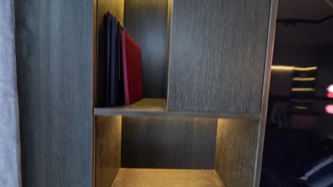 Modern Wooden Shelf with Soft Backlight Vidéo 307487515