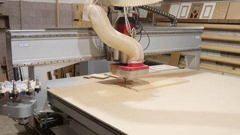 Modern woodworking machine with CNC - Time Lapse video Stock Footage 106437512