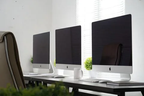 Modern work desk concept Stock Photos