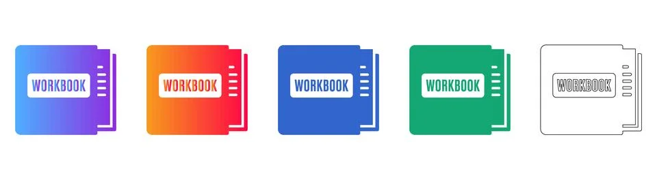Modern Workbook and Notebook Icon Series Stockillustratie