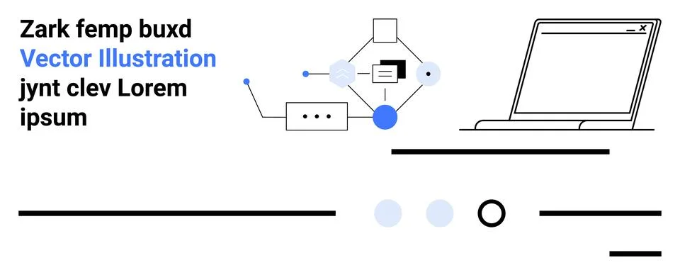 Modern Workflow Design with Technology Elements and Text Blocks in Minimali.. Stock Illustration