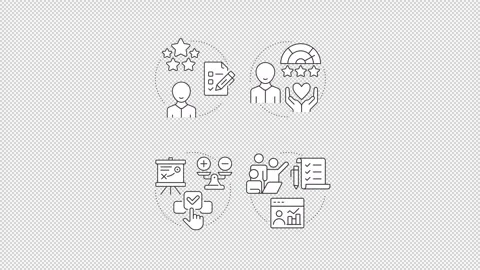Modern workforce management framework line concept icons animation set Stock Footage 340577144