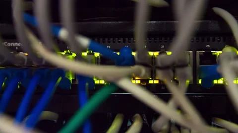 Modern Working Data Servers With Cables And Flashing LED Lights  Pa Vídeo Stock 56914818