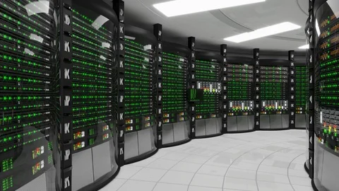 Modern working server room Video stock 89158785