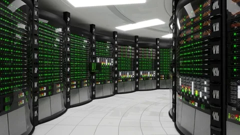 Modern working server room with rack servers Video stock 82415009