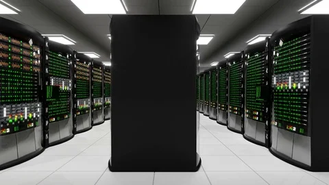 Modern working server room with rack servers Video stock 82416043