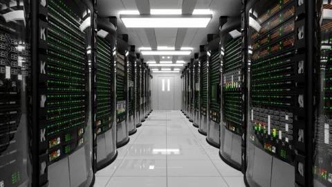 Modern working server room with rack servers Video stock 82456814