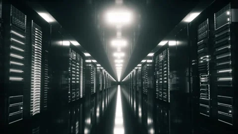 Modern working server room with rack servers. Cloud computing in datacenter Stock Footage 274753634