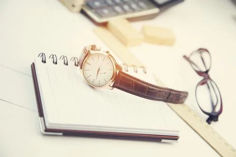 Modern working table Stock Photos