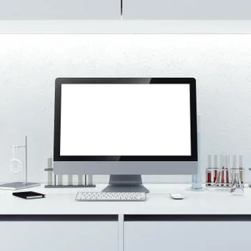 Modern workplace in a clean laboratory . 3d rendering イラスト素材
