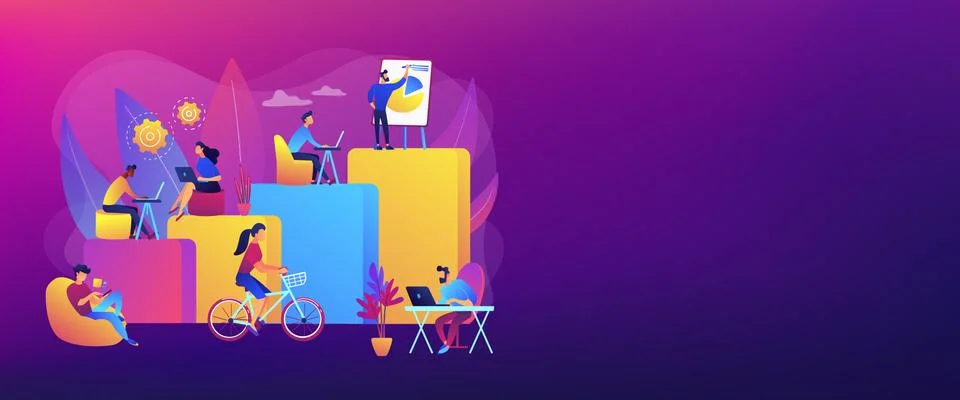 Modern workplace concept banner header Stock Illustration