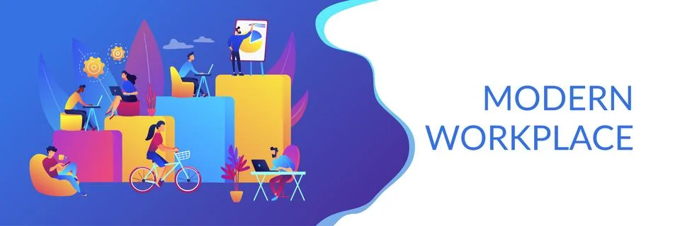 Modern workplace concept banner header Stock Illustration