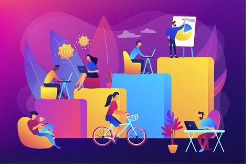 Modern workplace concept vector illustration Stock Illustration