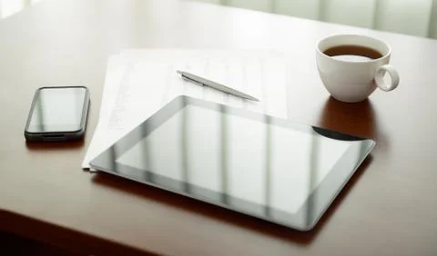 Modern workplace with digital tablet Stock Photos