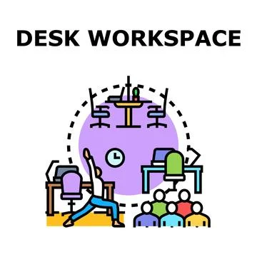 Modern workplace environment with desk workspace concept Stock Illustration